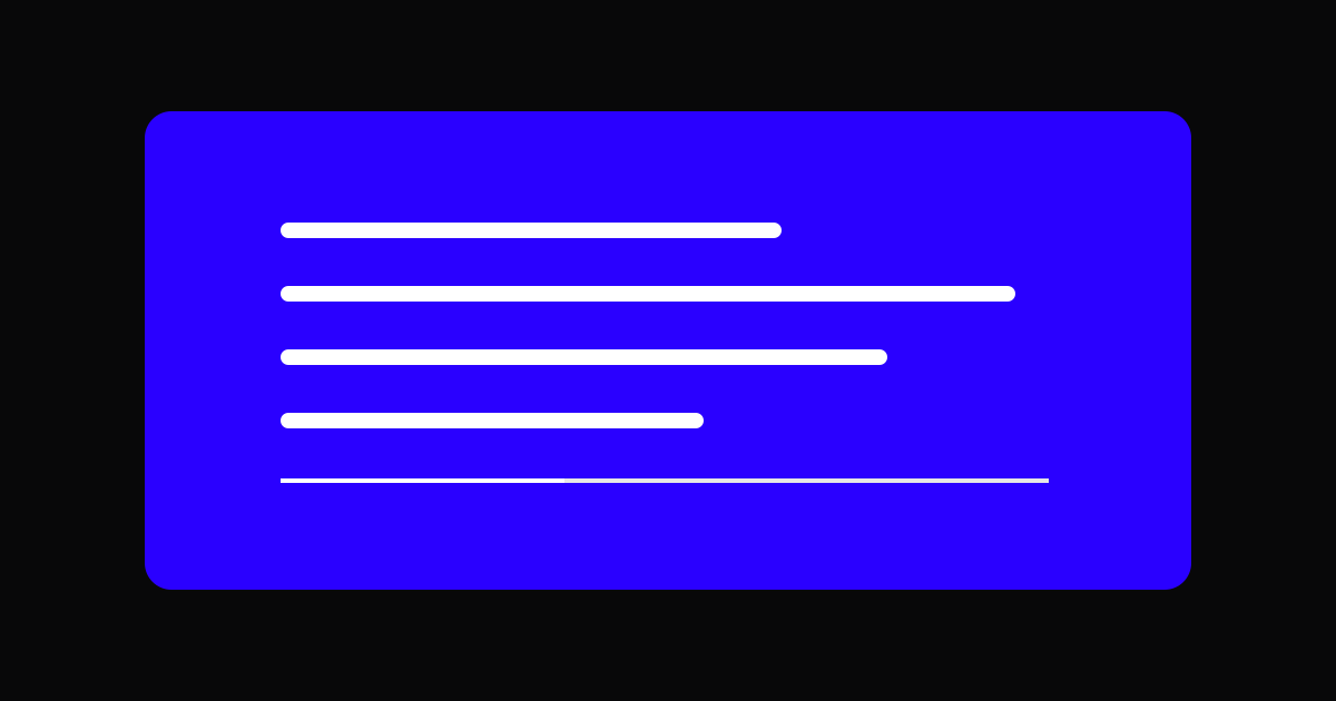 Ein blauer Videorahmen mit weißen Zeilen als Darstellung synchronisierter Lyrics